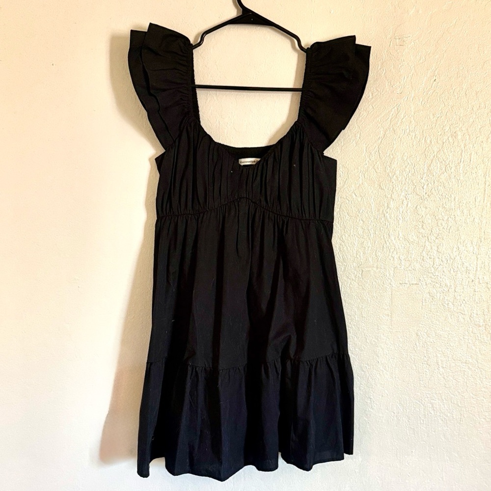 Abercrombie & Fit Black Ruffle Sleeve Dress